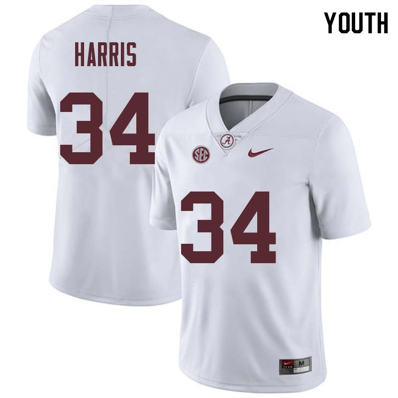 Alabama Crimson Tide Youth Damien Harris #34 White NCAA Nike Authentic Stitched College Football Jersey SR16E45RZ